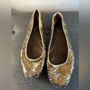 Kate Spade Glittering Gold and Silver sequence  Flats beautiful condition